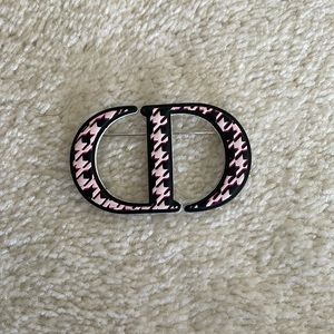 Christian Dior Houndstooth Logo Brooch